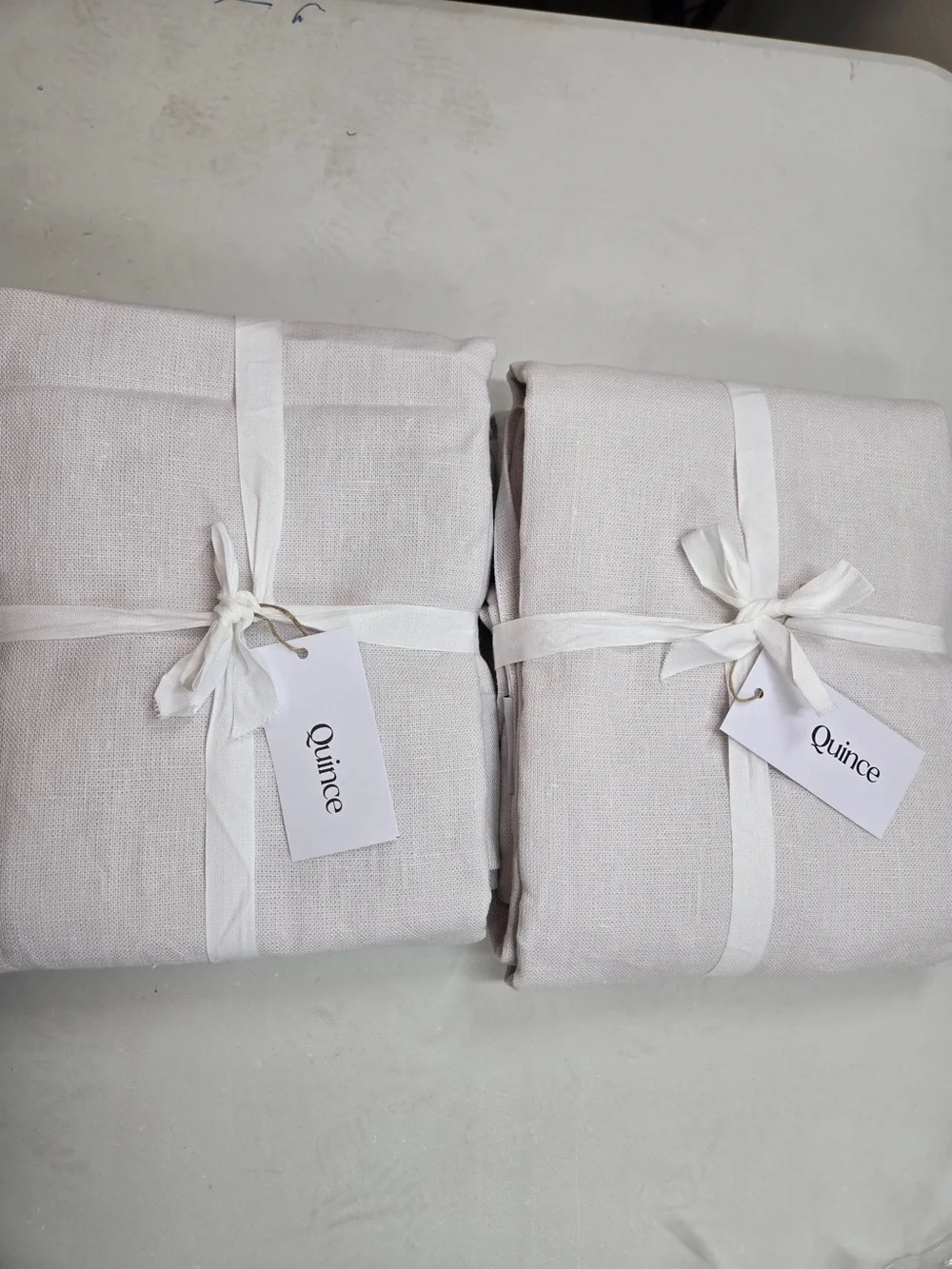 NWT QUINCE Set Of 2 48x84 Heavyweight European Linen Curtains Cloud 0101